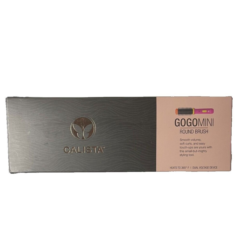 Calista Gogo Mini Round Brush Dual Voltage Heats To 365 Degrees Open Box- Pink